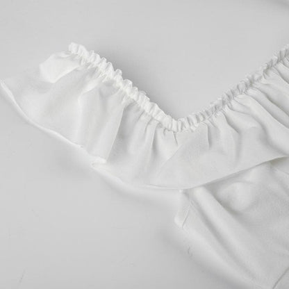 U neck ruffle solid backless cami top