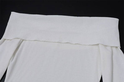 Off shoulder long sleeve knitted solid top