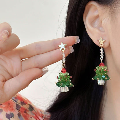 Bowknot pendant christmas tree decor drop earrings
