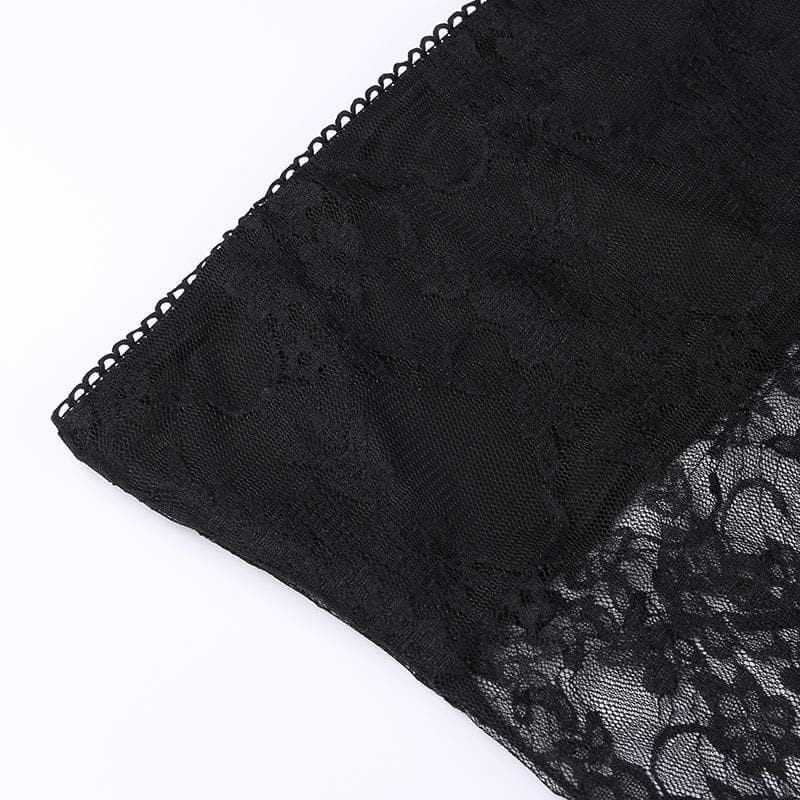 Floral Lace Strapless Tube Side Slit Backless Mini Dress