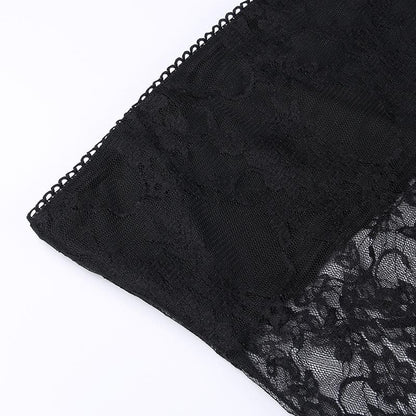 Floral Lace Strapless Tube Side Slit Backless Mini Dress
