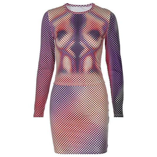 Crewneck long sleeve print skirt set - Final Sale