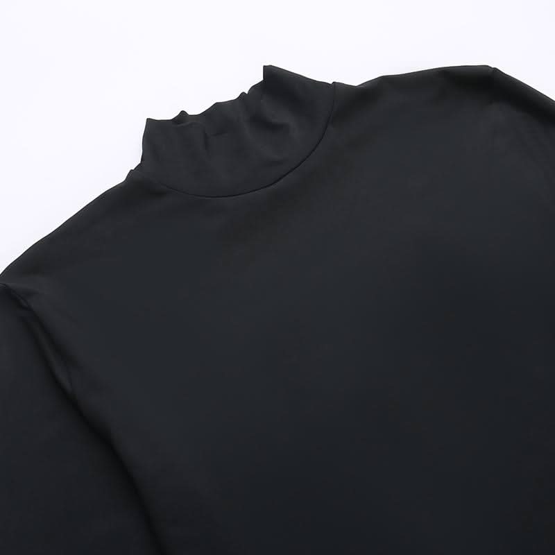 Long sleeve high neck self tie slit maxi skirt set