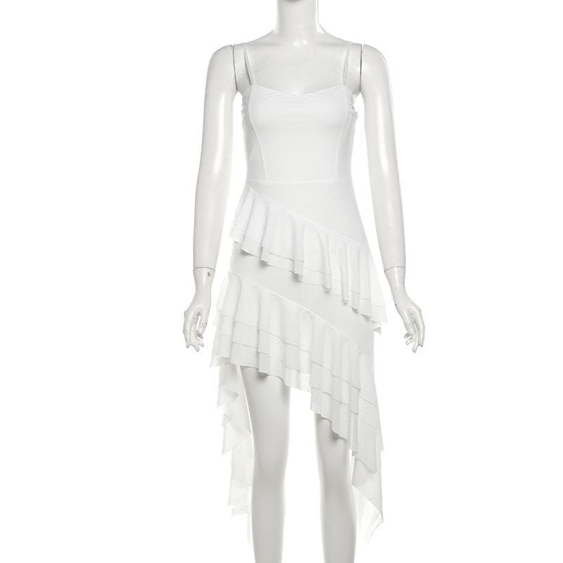 Chiffon ruffle cami midi dress