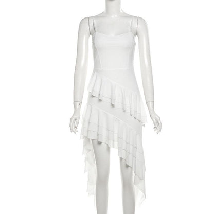 Chiffon ruffle cami midi dress