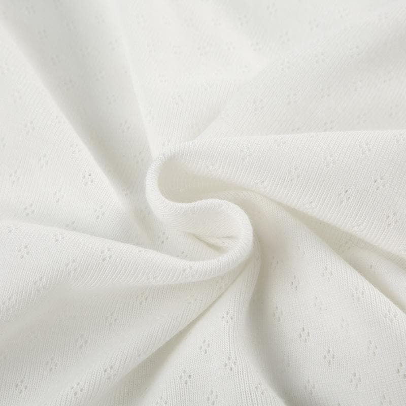 Cap sleeve ribbed bowknot textured lace hem top