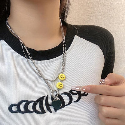 Heart pendant o ring layered necklace