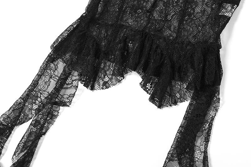 Off shoulder lace ruffle hollow out cut out top