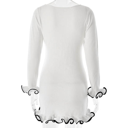Long sleeve ruffle mini dress