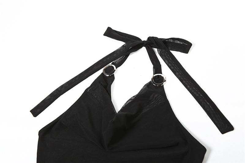 Halter cowl neck flower applique ruffle maxi dress