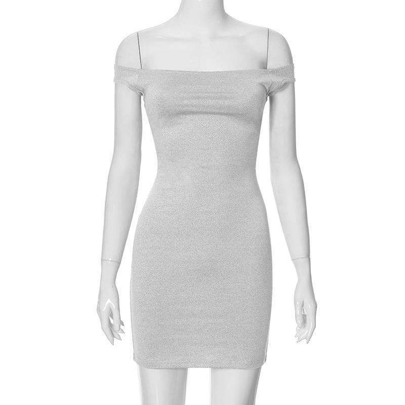 Off shoulder solid backless mini dress