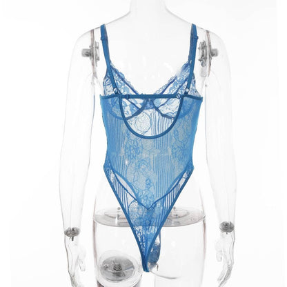 V neck lace bowknot adjustable bodysuit