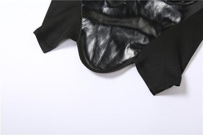 Sleeveless cross front PU leather halter self tie backless crop top