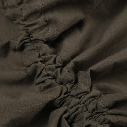 Drawstring solid lace hem smocked irregular midi skirt-final-sale