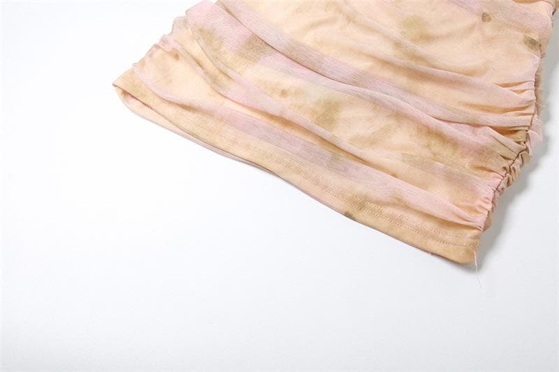 Halter buckle tie dye ruched mini dress