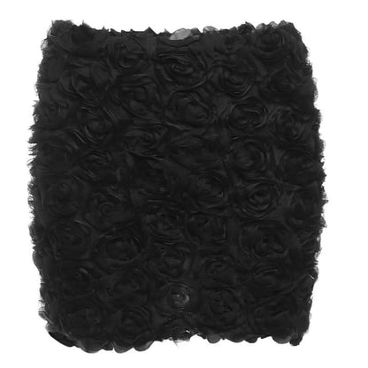 Flower applique solid mini skirt