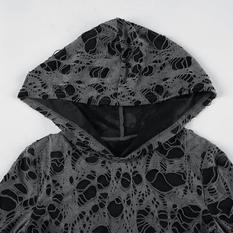 Hoodie long sleeve hollow out cut out top