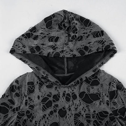 Hoodie long sleeve hollow out cut out top