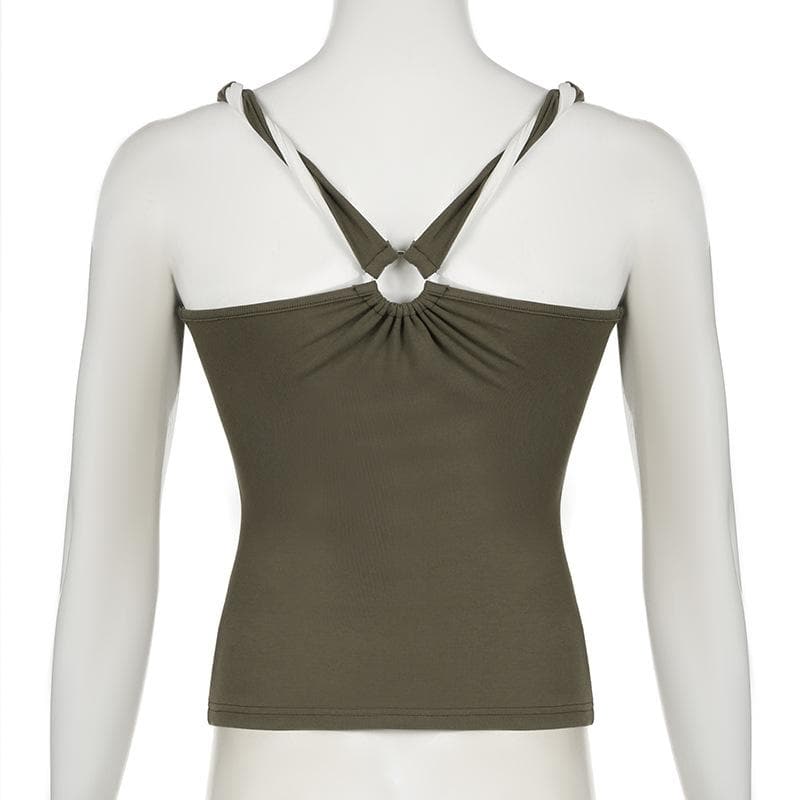 Square neck ruched o ring cami top