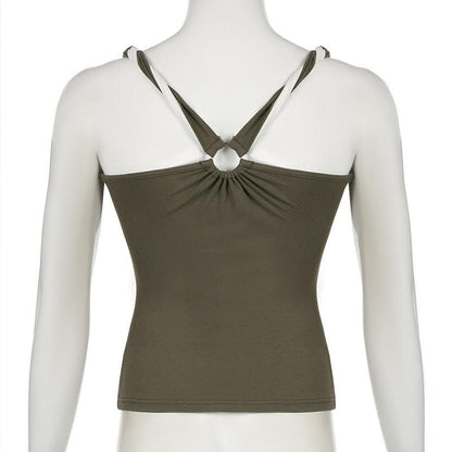 Square neck ruched o ring cami top