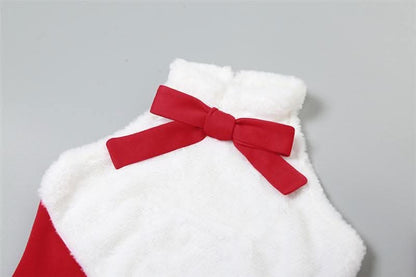 Bowknot contrast halter fluffy gloves backless mini dress-final-sale