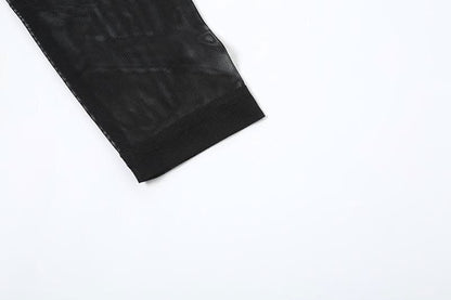 Off shoulder hollow out mesh cut out maxi dress