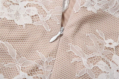Long sleeve lace zip-up ruched mini dress
