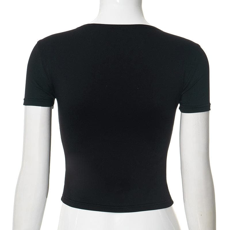 Short sleeve body print crewneck contrast top