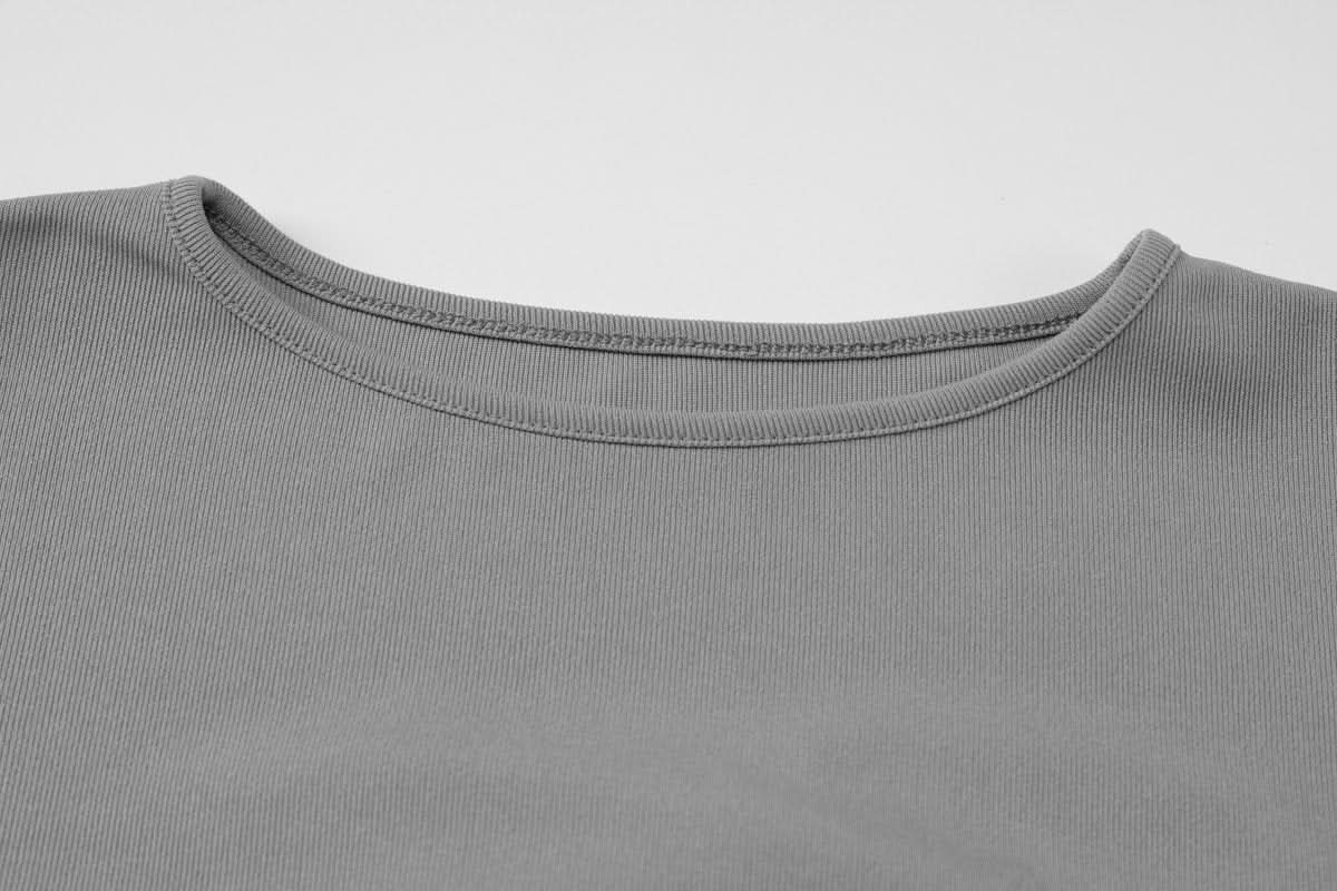 Long sleeve crewneck solid slit top