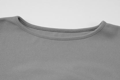 Long sleeve crewneck solid slit top