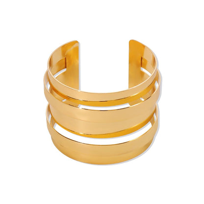 Layered open solid hollow out bracelet