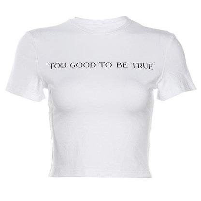 Short sleeve letter print solid top