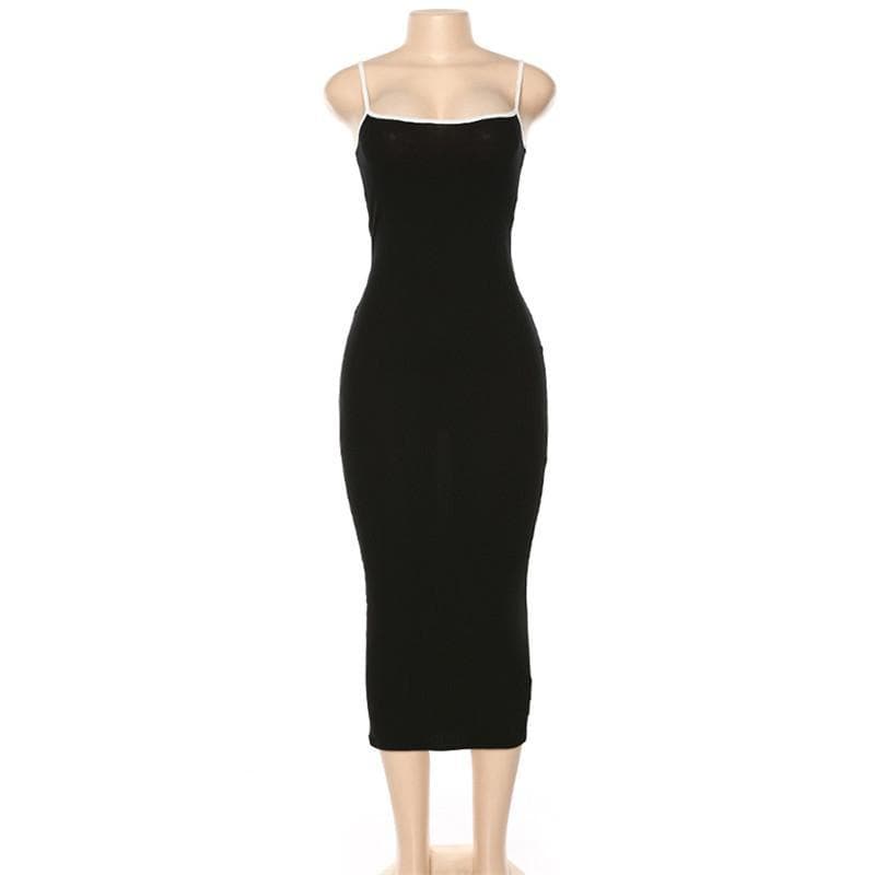 Ribbed solid cami midi dress