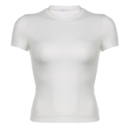 Short sleeve crewneck solid top
