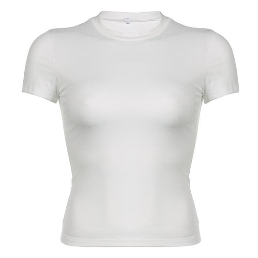 Short sleeve crewneck solid top