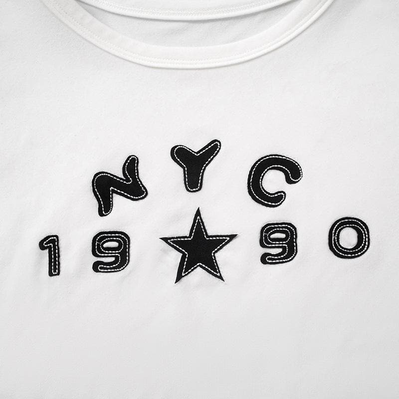 Short sleeve ruched letter pattern top