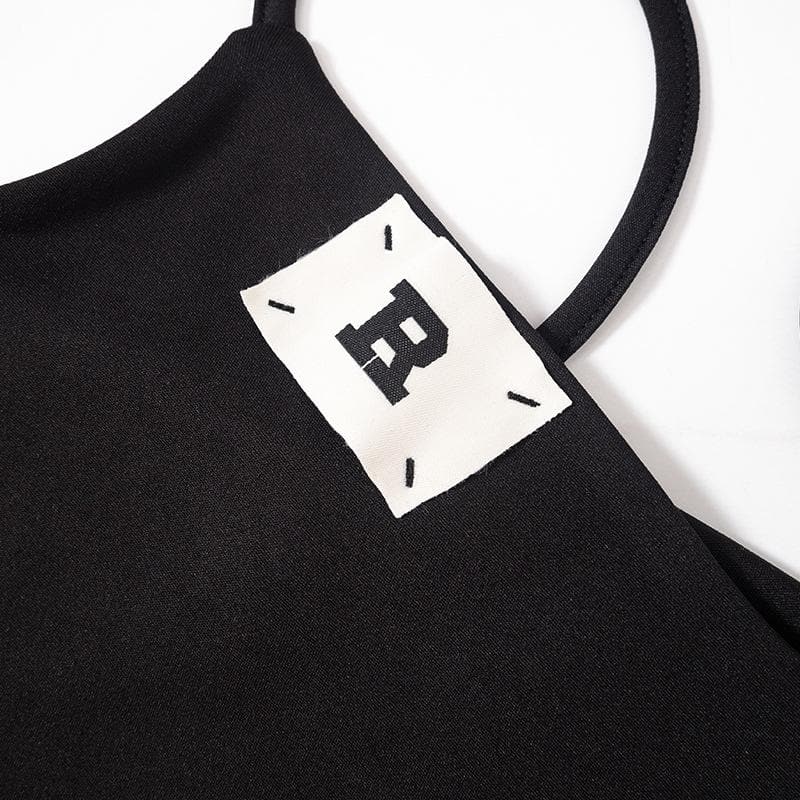 Mesh patchwork letter pattern cami pant set