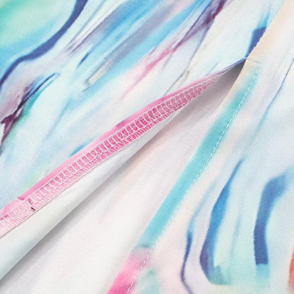 Ripple contrast high slit backless maxi dress