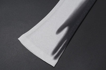 Long sleeve one shoulder ruched palm print gradient slit maxi dress- Final Sale