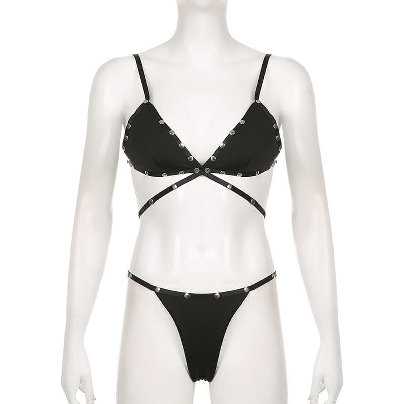 Beaded backless self tie cami pant set