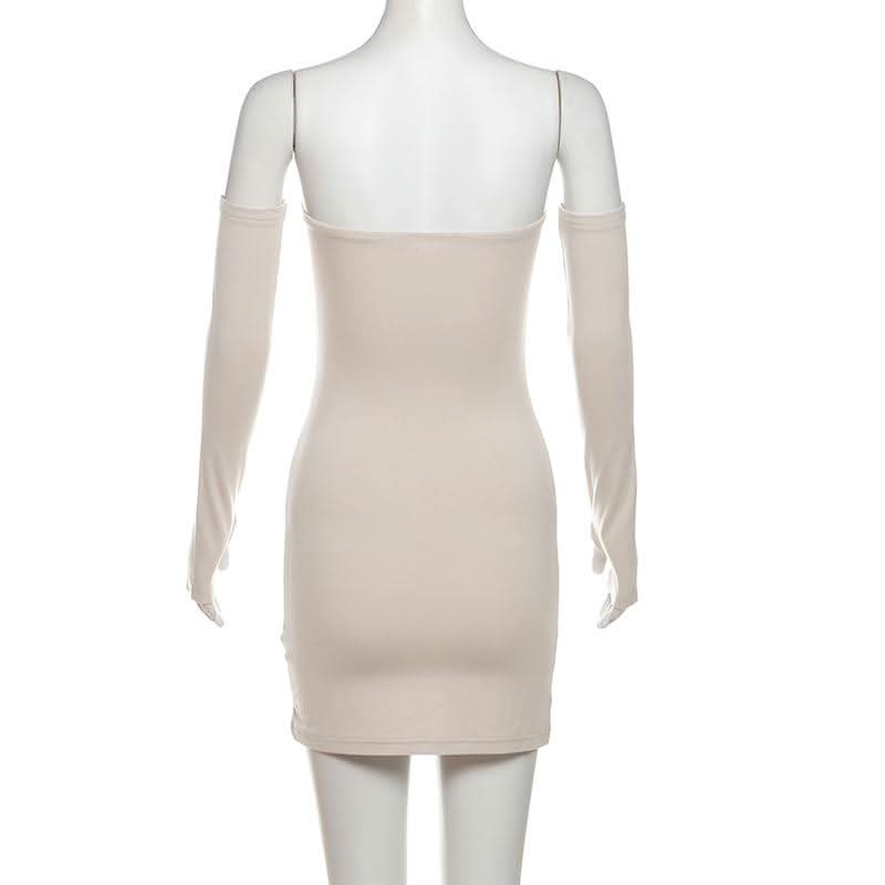 Gloves letter print tube mini dress