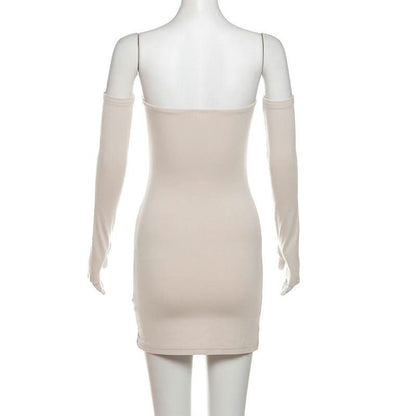 Gloves letter print tube mini dress