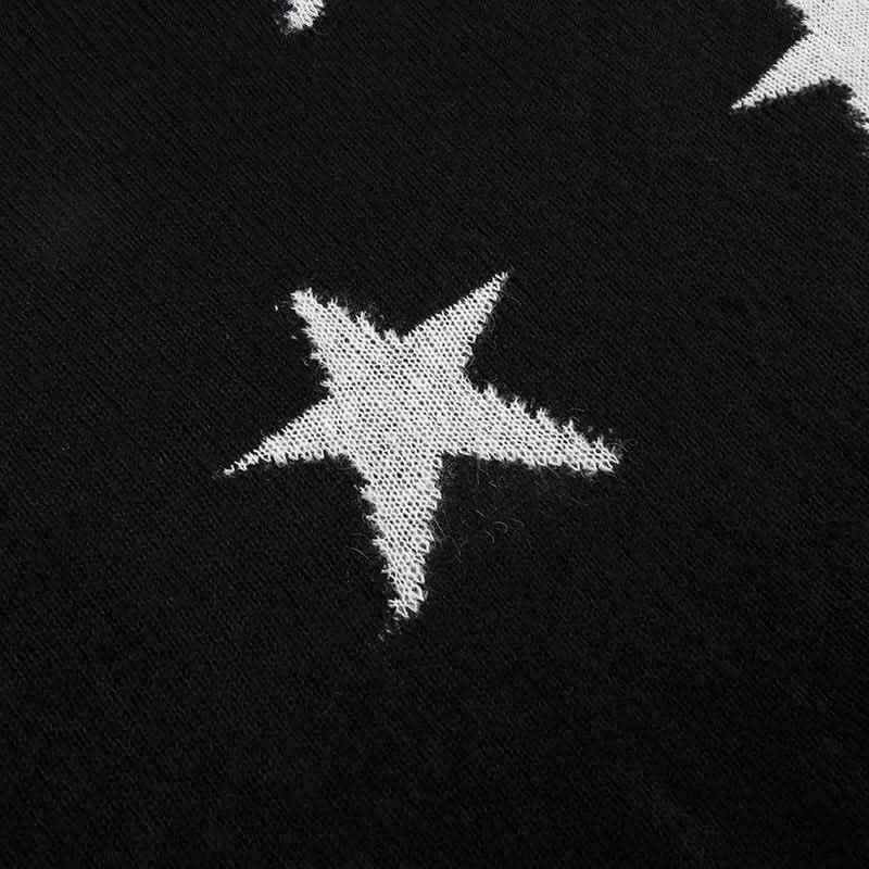 Five-pointed star pattern long sleeve sweater top