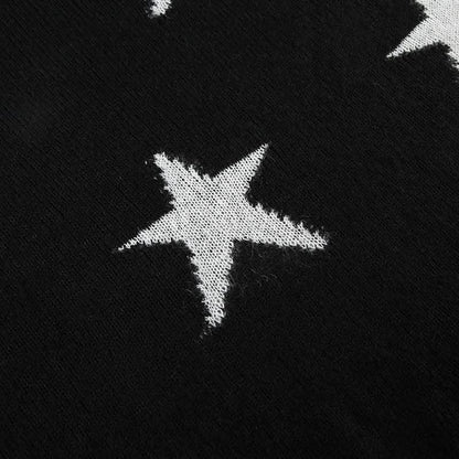 Five-pointed star pattern long sleeve sweater top