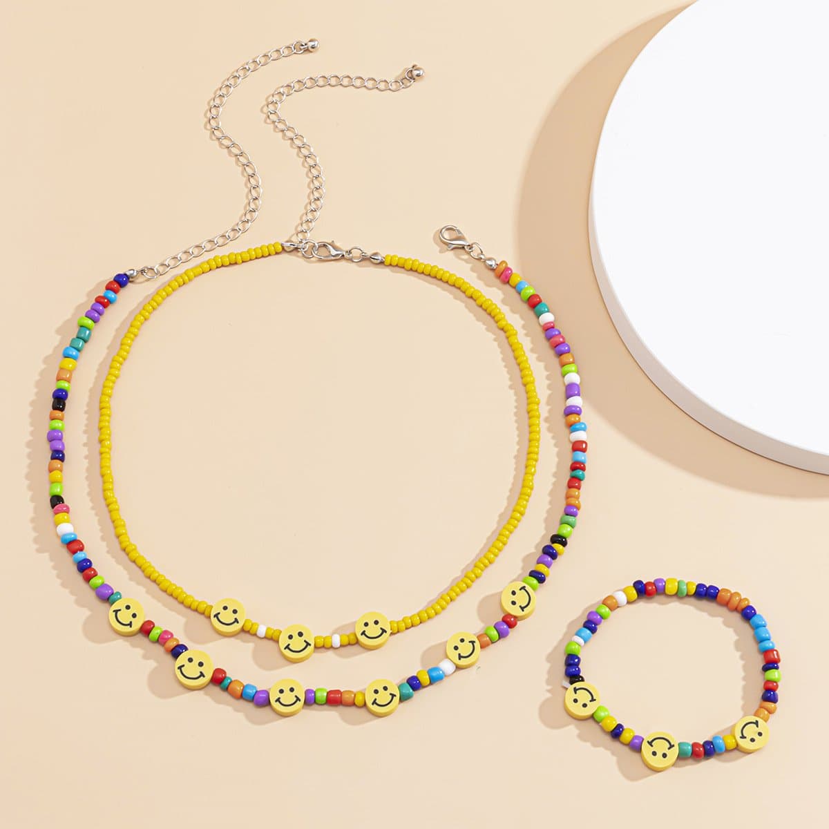 Multicolor beaded 3 pcs necklace