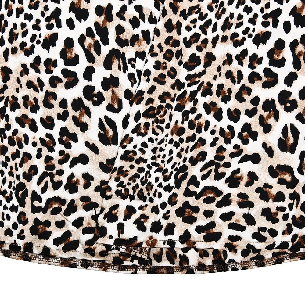 V neck leopard print lace see through cami mini dress