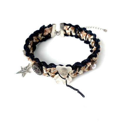 Button bear decor contrast necklace
