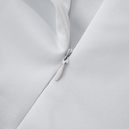 Ruched zip-up backless stitch tube mini dress