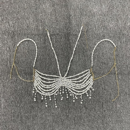 Halter beaded tassels hollow out crop cut out top