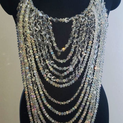 Halter beaded hollow out backless cut out top